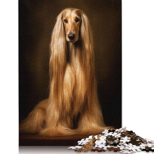 Afghanischer Windhund-Puzzle für Erwachsene, 1000 Teile, 100 Prozent recycelte Holzplatte, Denkpuzzles für Erwachsene, für Jungen oder Mädchen, 1000 Teile (75 x 50 cm) von QBIREX