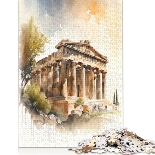 Akropolis- und Parthenon-Puzzle, 100% recyceltes Kartonpapier, rechteckiges Puzzle für Erwachsene und Kinder, 1000 Teile (38 x 26 cm) von QBIREX
