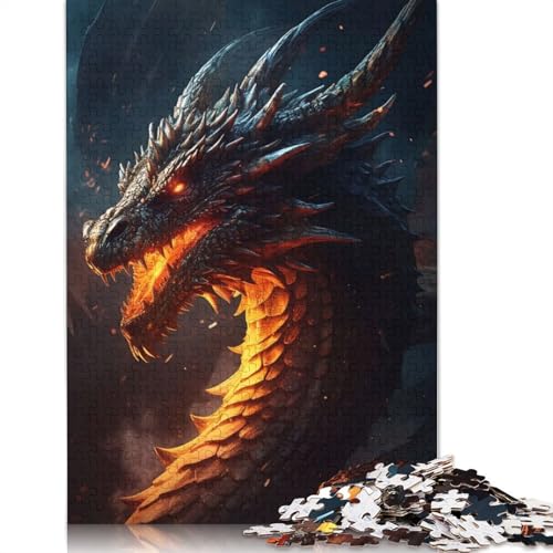 Alter Feuerdrache, 1000-teiliges Puzzle, ab 18 Jahren, Lernspiele, Puzzles für Erwachsene, für Frauen, für Kinder ab 12 Jahren, 1000 Teile (75 x 50 cm) von QBIREX