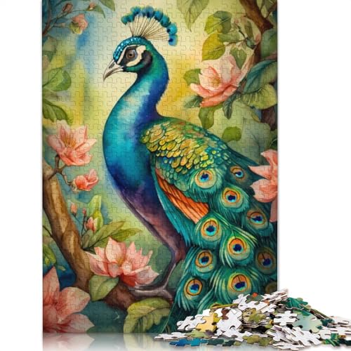 An Peacock Illustration Puzzles 1000 Teile Schwer Puzzle Spielzeug Lernspiel Impossible Herausforderung Spielzeug Für Erwachsene Kinder 1000pcs (40x28cm) von QBIREX