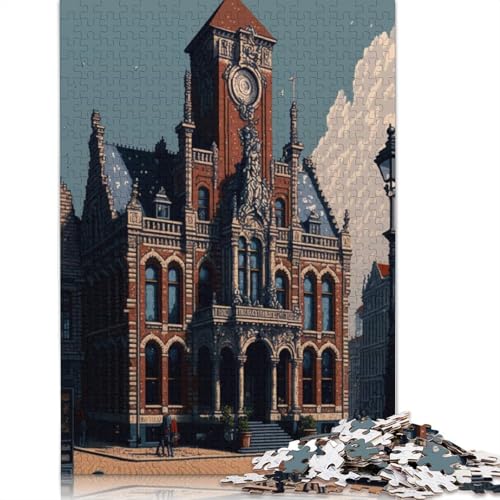 Antwerp Pixel Art Puzzle 1000-teilige Schwer Puzzle Spielzeug Lernspiel Impossible Herausforderungsspielzeug Für Erwachsene Und Kinder Ab 12 Jahren 300pcs (40x28cm) von QBIREX