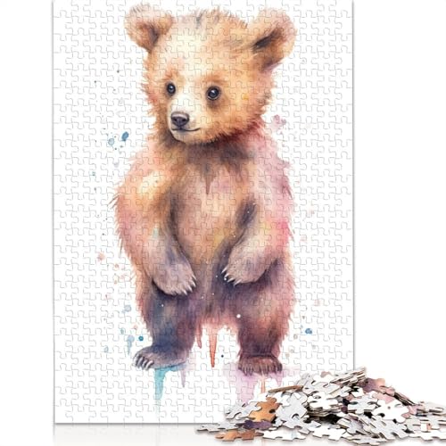 Aquarell-Baby-Bärenjunges-Puzzle für Erwachsene, Lernspiele, Puzzle für Erwachsene und Kinder, 520 Teile (52 x 38 cm) von QBIREX