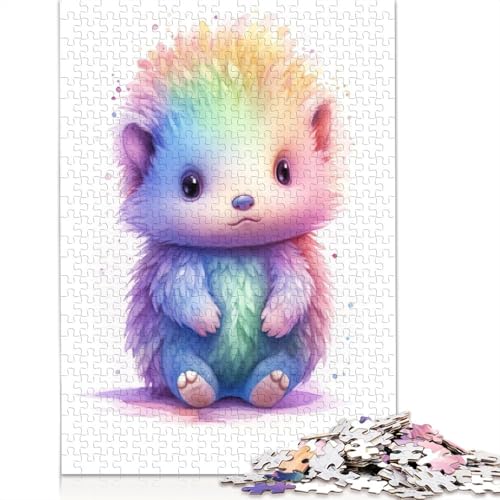 Aquarell-Baby-Echidna-Puzzle für Erwachsene, Entspannungs-Herausforderungsspielzeug, Puzzles für Erwachsene für Frauen, für Kinder ab 12 Jahren, 520 Teile (52 x 38 cm) von QBIREX