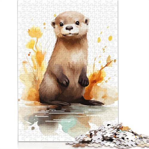 Aquarell-Otter-Puzzle für Erwachsene, 1500 Teile, kreative Spiele, Puzzle, Geschenke für Männer, für Frauen, Männer, 1500 Teile (85 x 57 cm) von QBIREX