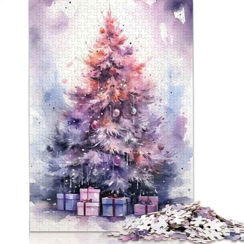 Aquarell-Winterwunder-Puzzle, schwierig, 100% recycelter Karton, Puzzle für Frauen und Männer, 1000 Teile (75 x 50 cm) von QBIREX