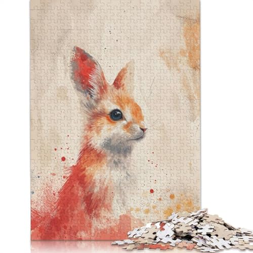 Aquarelle Eichhörnchen-Blickpuzzle, Entspannungs-Herausforderung, Spielzeug, rechteckiges Papierpuzzle für Jungen oder Mädchen, Vatertagsgeschenke, 1000 Teile (75 x 50 cm) von QBIREX