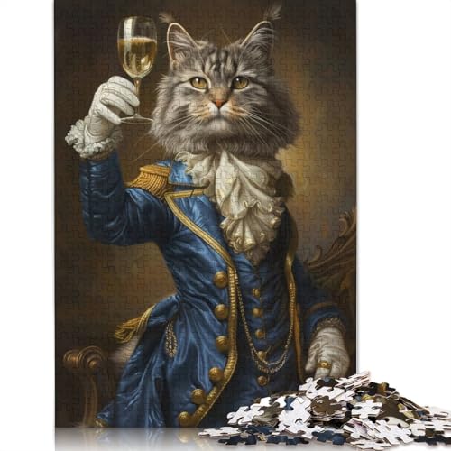 Aristocrat Cat Puzzle im französischen Stil, Lernspiele, Familienaktivitäten, Premium-Puzzle aus Karton für Frauen und Männer, 1000 Teile (75 x 50 cm) von QBIREX