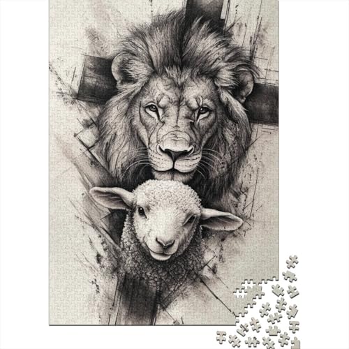 Art Christian Löwen-Puzzle, 100% recycelter Karton, 100% recycelter Karton, Puzzle für Jungen oder Mädchen, 1000 Teile (75 x 50 cm) von QBIREX