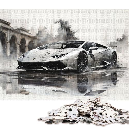 Art Sports Car Puzzle, 100 Prozent Recyclingkarton, 100 Prozent Recyclingkarton, Puzzle für Jungen oder Mädchen, 70 x 50 cm, 1000 Teile von QBIREX