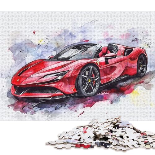 Art Sports Car Puzzle, 100 Prozent Recyclingkarton, 100 Prozent Recyclingkarton, Puzzle für Jungen oder Mädchen, 70 x 50 cm, 1000 Teile von QBIREX