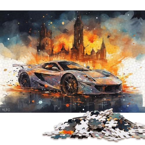 Art Sports Car Puzzle, 100% recyceltes Kartonpapier, rechteckiges Puzzle für Erwachsene und Kinder, 70 x 50 cm, 1000 Teile von QBIREX