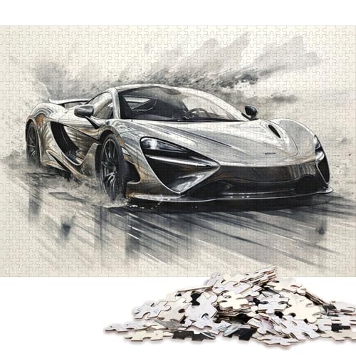 Art Sports Car Puzzle, kreative Spiele, 100 Prozent recycelter Karton, Puzzle für Erwachsene, 38 x 26 cm, 1000 Teile Art Sports Car Puzzle, kreative Spiele, 100 Prozent recycelter Karton, Puzzle für Erwachsene, 38 x 26 cm, 1000 Teile von QBIREX