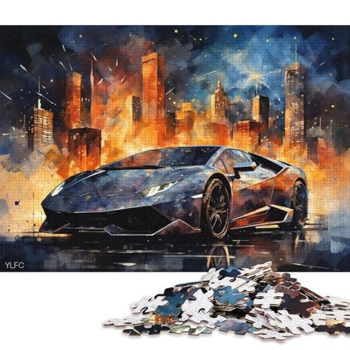 Art Sports Car Puzzle, schwierige Herausforderung, 100 Prozent recycelter Karton, Puzzle für Kinder und Erwachsene ab 12 Jahren, 38 x 26 cm, 1000 Teile von QBIREX