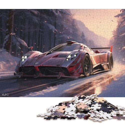 Art Sports Car Puzzle, schwierige Herausforderung, 100 Prozent recycelter Karton, Puzzle für Kinder und Erwachsene ab 12 Jahren, 38 x 26 cm, 1000 Teile von QBIREX