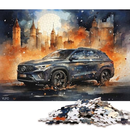 Art Sports Car Puzzle, schwierige Herausforderung, 100 Prozent recycelter Karton, Puzzle für Kinder und Erwachsene ab 12 Jahren, 38 x 26 cm, 1000 Teile von QBIREX