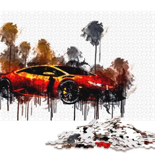 Art Sports Car Puzzle DIY Spiel Papier Rechteckiges Puzzle für Jungen oder Mädchen Geburtstagsgeschenk 70x50cm/1000pcs von QBIREX