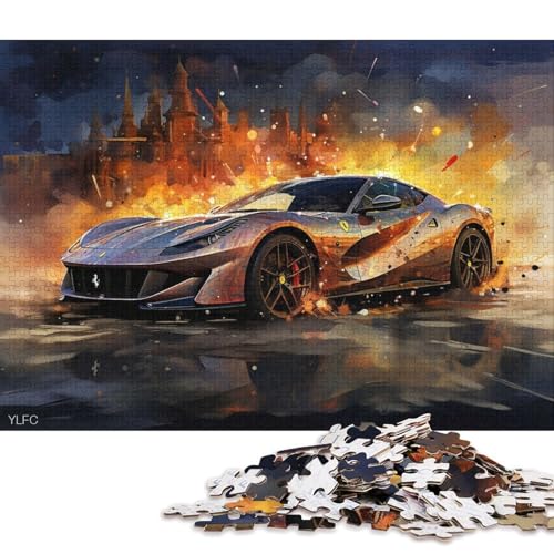 Art Sports Car Puzzle Dekompressionsspielzeug Rechteckiges Papierpuzzle für Kinder und Erwachsene ab 12 Jahren 70x50cm/1000 Teile von QBIREX