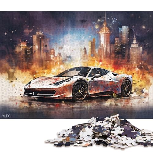 Art Sports Car Puzzle Fun Premium-Puzzle aus Karton für Erwachsene und Teenager, 70 x 50 cm, 1000 Teile von QBIREX