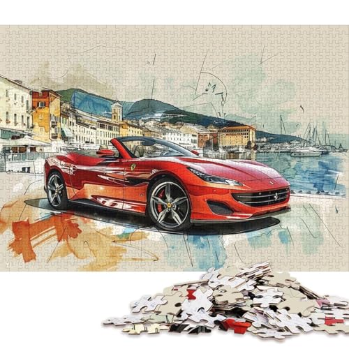 Art Sports Car Puzzle Kreative Spiele 100 Prozent Recyclingkarton Puzzle für Erwachsene 70x50cm/1000pcs von QBIREX