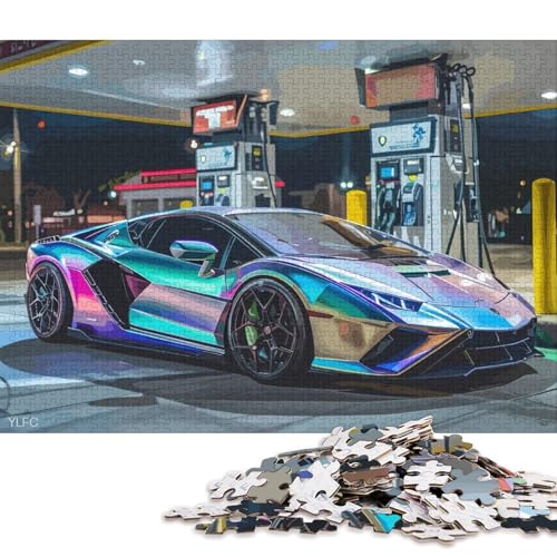 Art Sports Car Puzzle Kreative Spiele 100 Prozent Recyclingkarton Puzzle für Erwachsene 70x50cm/1000pcs von QBIREX