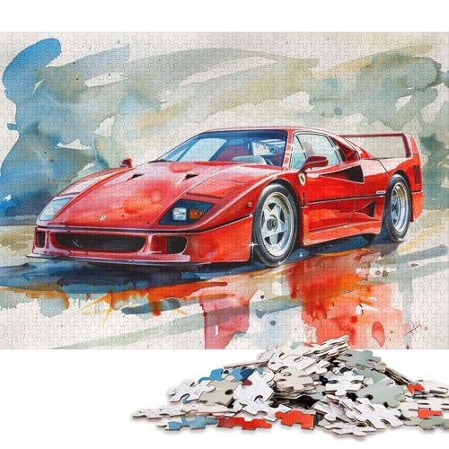Art Sports Car Puzzle Kreative Spiele 100 Prozent Recyclingkarton Puzzle für Erwachsene 70x50cm/1000pcs von QBIREX
