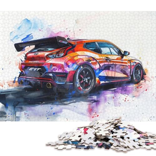 Art Sports Car Puzzle Spielzeug Lernspiel Premium-Puzzle aus Karton für Erwachsene Kinder 38x26cm/1000 Teile von QBIREX