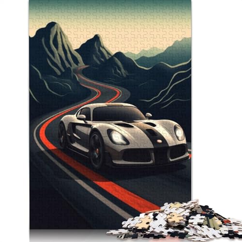 Art Sports Car Puzzles 1000-teilige Schwer Puzzle Spielzeug Lernspiel Impossible Herausforderungsspielzeug Für Erwachsene Kinder 1000pcs (38x26cm) von QBIREX