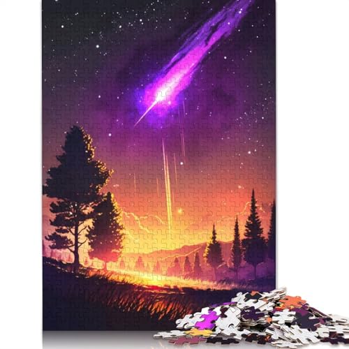 Asteroiden-Sonnenuntergangslandschaft, Puzzle 1000 Teile für Erwachsene, Holzpuzzle, Gehirntraining, Herausforderung, Spiel, Unterhaltung, Geschenke, Familienaktivität (38 x 26 cm) von QBIREX