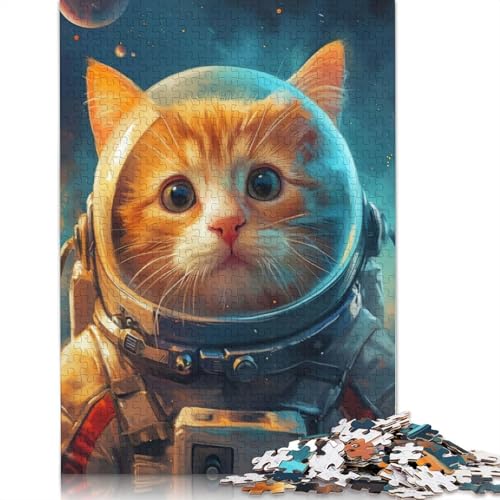 Astronaut, süße Cartoon-Katze, 520-teiliges Puzzle, Lernspiele, Puzzles für Erwachsene für Frauen, für Kinder ab 12 Jahren, 520 Teile (52 x 38 cm) von QBIREX