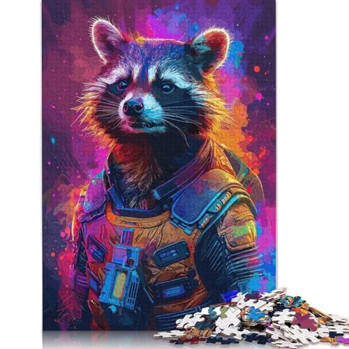 Astronauten-Waschbär-Weltraum-Puzzle für Erwachsene, 1000-teiliges Puzzle für Teenager ab 12 Jahren, 1000 Teile (38 x 26 cm) von QBIREX