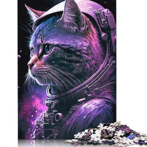 Astronauten-Weltraumkatzen-Puzzle, herausfordernd und knifflig, 100% recycelter Karton, Puzzle für Erwachsene und Kinder, 1000 Teile (75 x 50 cm) von QBIREX
