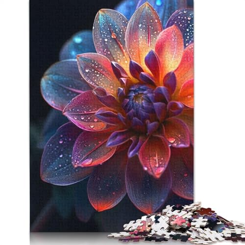 Atemberaubende Dahlienblumen-Puzzles für Erwachsene, 1500 Teile, Holzpuzzles für Teenager, Geschenke, Lernspiel für Erwachsene und Teenager, 1500 Teile (85 x 57 cm) von QBIREX