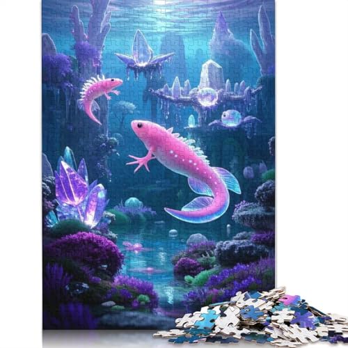 Axolotl-Puzzle, DIY-Spiel, rechteckiges Papierpuzzle für Jungen oder Mädchen, Geburtstagsgeschenk, 1000 Teile (38 x 26 cm) von QBIREX