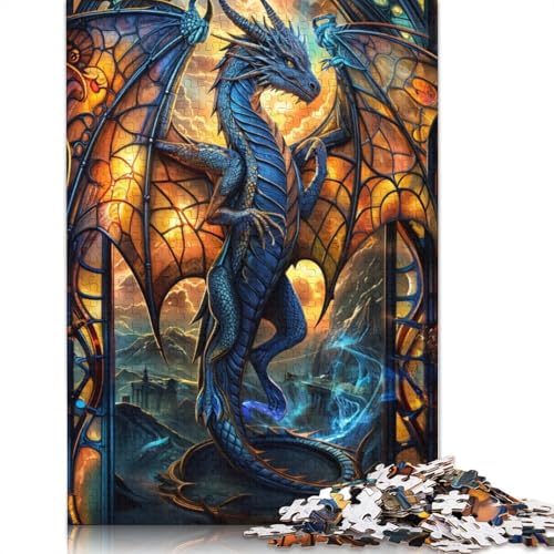 Azurblau gebeizter Drache, 1000-teiliges Puzzle, interessanter Stressabbau, Beste Puzzles für Kinder ab 12 Jahren, 1000 Teile (75 x 50 cm) von QBIREX