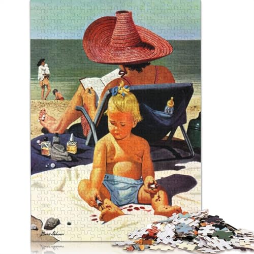 Babypuzzle am Strand, 1500 Teile für Jugendliche, Geschenk aus Holz, Puzzle für Erwachsene, Familienpuzzle, 1500 Teile (85 x 57 cm) von QBIREX
