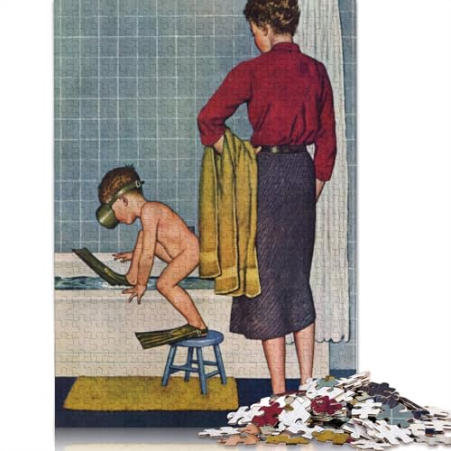 Badepuzzle 1000 Teile Puzzle für Erwachsene Puzzles Holzpuzzles Nachhaltiges Puzzle für Erwachsene | Spiele 1000 Stück (75x50cm) von QBIREX