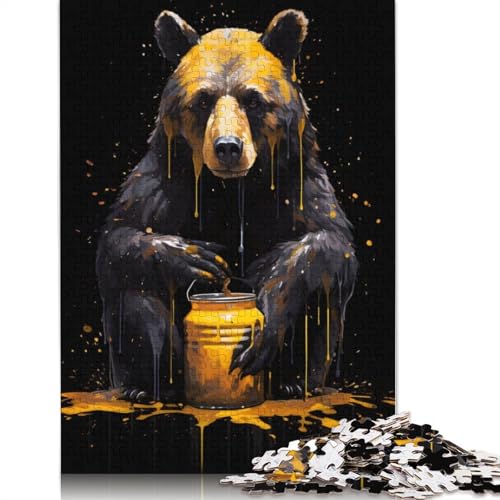 Bär mit Topf-Puzzle, Dekompressionsspielzeug, rechteckiges Papierpuzzle für Kinder und Erwachsene ab 12 Jahren, 1000 Teile (26 x 38 cm) von QBIREX