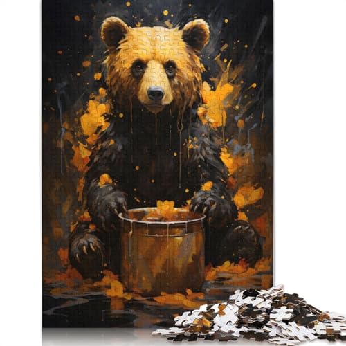 Bär spielt Malpuzzle, kreative Spiele, 100% recycelter Karton, Puzzle für Erwachsene, 1000 Teile (75 x 50 cm) von QBIREX