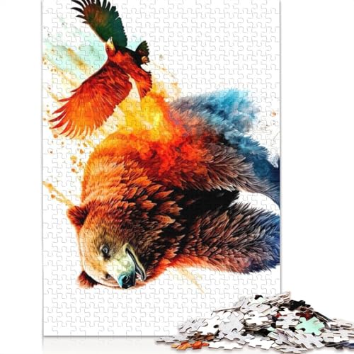 Bär- und Adler-Puzzle für Erwachsene, Spielzeug, Lernspiel, schwierige Puzzles für Kinder ab 12 Jahren, 1000 Teile (75 x 50 cm) von QBIREX