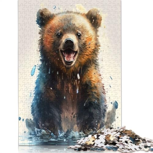 Bären-Aquarellzeichnung, 1000-teiliges Puzzle, ab 18 Jahren, Lernspiele, Puzzles für Erwachsene für Frauen, für Kinder ab 12 Jahren, 1000 Teile (75 x 50 cm) von QBIREX