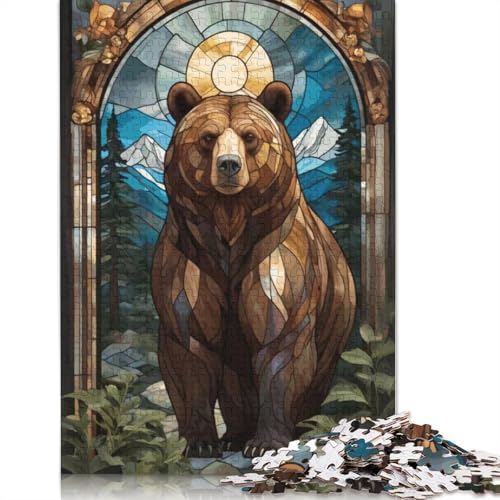 Bären-Buntglas-Puzzle, farbenfrohe, Coole Puzzles für Kinder ab 12 Jahren, 520 Teile (52 x 38 cm) von QBIREX