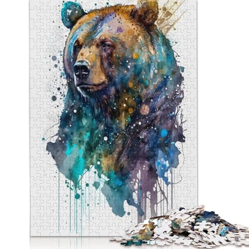 Bären-Puzzle, farbenfroh, 1500 Teile, für Erwachsene, 100 Prozent recycelte Holzplatte, schwierige Puzzles für Frauen und Männer, 1500 Teile (85 x 57 cm) von QBIREX