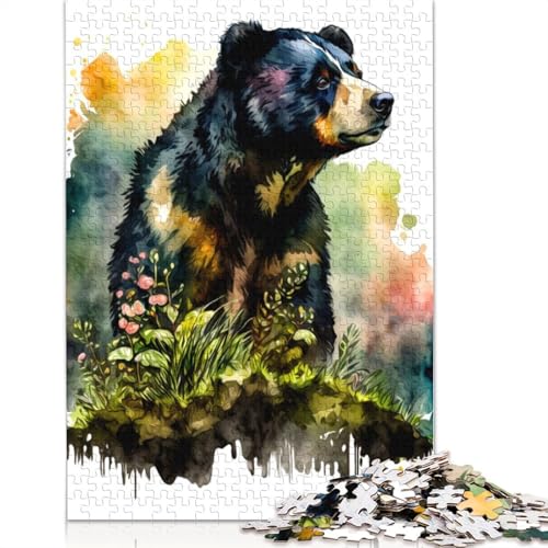 Bären-Puzzle, rechteckiges Holzbrett-Puzzle, Geschenk für Kinder ab 12 Jahren, 520 Teile (52 x 38 cm) von QBIREX