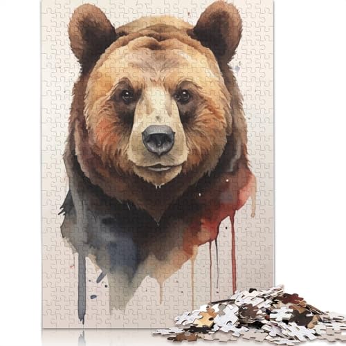 Bärenkopf-Aquarell-Puzzles für Erwachsene ab 18 Jahren, Upe-Lernspiele, Puzzle für Erwachsene und Kinder, 1000 Teile (75 x 50 cm) von QBIREX