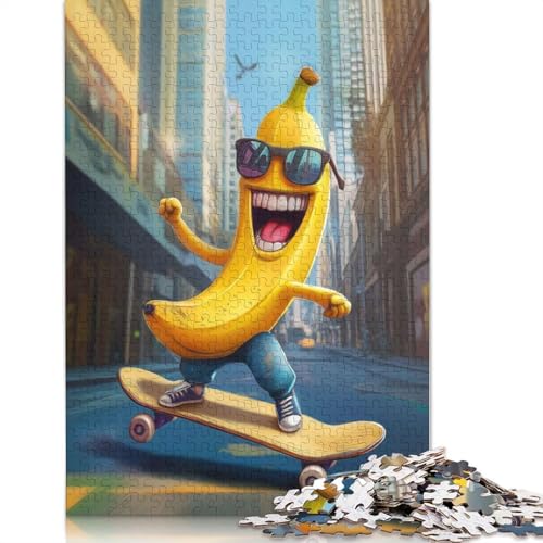 Bananen-Skateboard-Puzzle für Erwachsene und Jugendliche, 1000 Teile, Puzzle für Erwachsene, nachhaltige Puzzlespiele, 1000 Teile (38 x 26 cm) von QBIREX