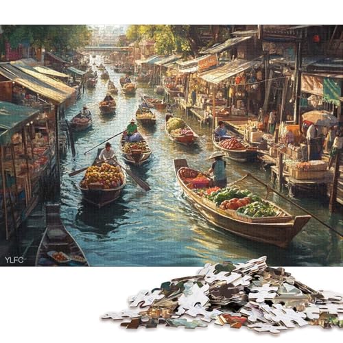 Bangkok Mekong River Puzzle, schwierig, 100 Prozent recycelter Karton, Puzzle für Frauen und Männer, Vatertagsgeschenke, 70 x 50 cm/1000 Teile Bangkok Mekong River Puzzle, schwierig, 100 Prozent recycelter Karton, Puzzle für Frauen und Männer, Vatertagsgeschenke, 70 x 50 cm/1000 Teile von QBIREX