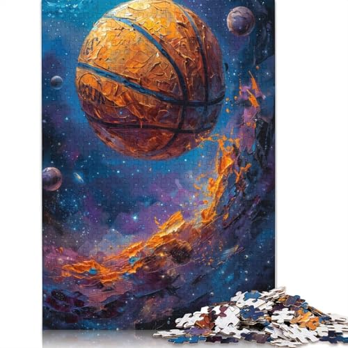 Basketball im Weltraum-Puzzle, Premium-Puzzle aus 100% recyceltem Kartonpapier, rechteckig, für Erwachsene und Teenager, einzigartiges Geschenk, 1000 Teile (38 x 26 cm) von QBIREX