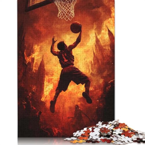Basketball in der Hölle, Puzzle, Dekompressionsspielzeug, rechteckiges Papierpuzzle für Kinder und Erwachsene ab 12 Jahren, 1000 Teile (26 x 38 cm) von QBIREX