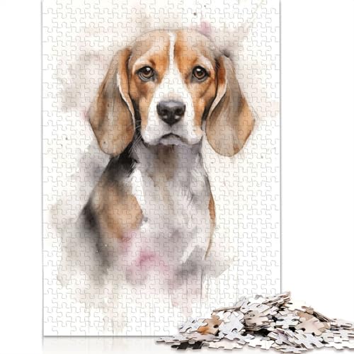 Beagle Watercolor Puzzle 1000-teilige Schwer Puzzle Spielzeug Lernspiel Impossible Herausforderung Spielzeug Für Erwachsene Kinder 1000pcs (75x50cm) von QBIREX