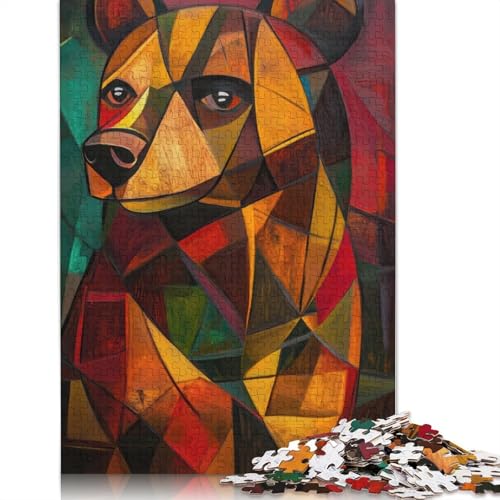 Bear Oil Painting Puzzle 1000 Teile Schwer Puzzle Spielzeug Lernspiel Impossible Herausforderung Spielzeug Für Erwachsene Kinder 1000pcs (40x28cm) von QBIREX